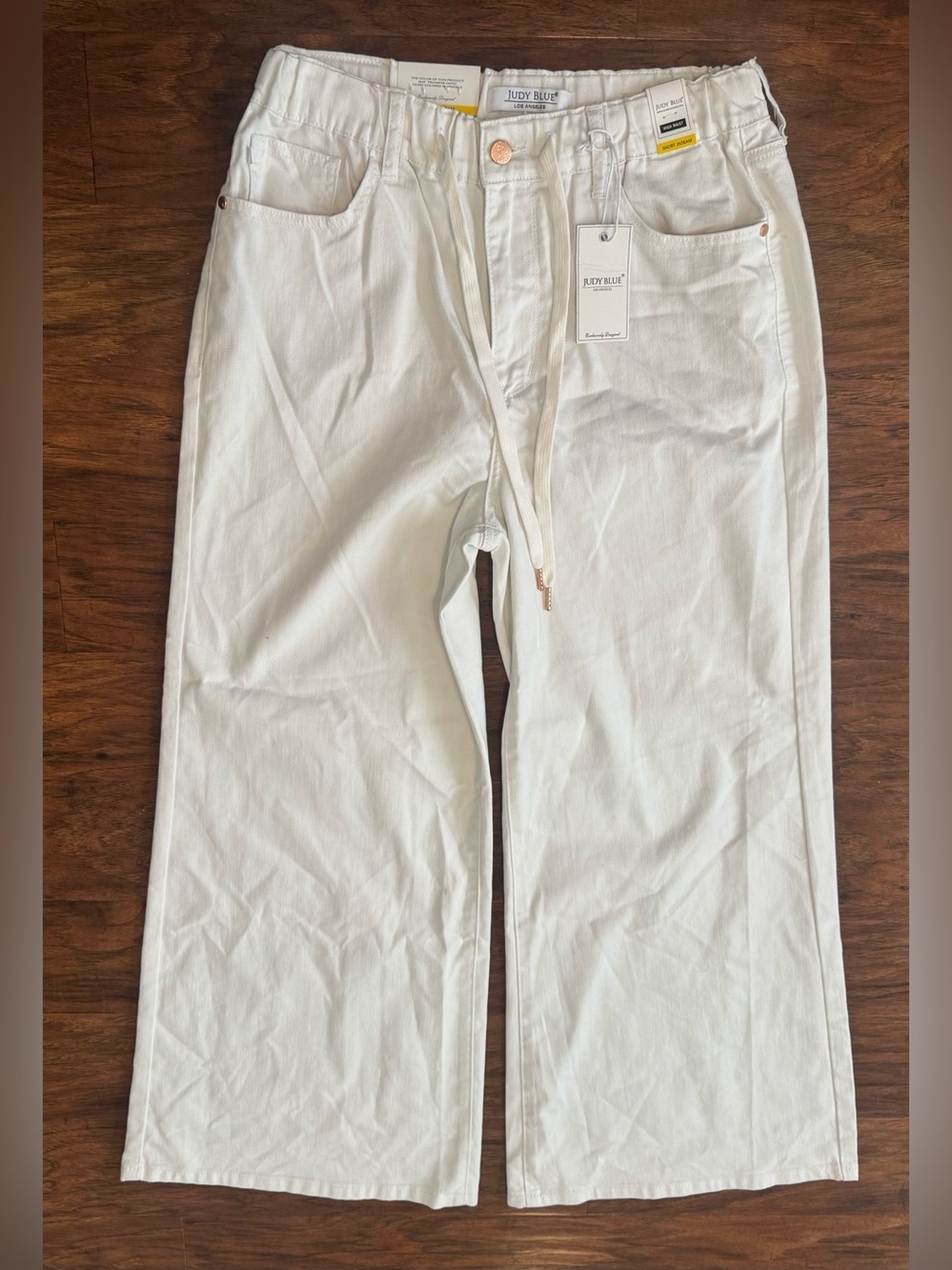 Judy Blue Sunday Stroll High Rise White Featherweight Palazzo Jeans NWT 7/28 SH